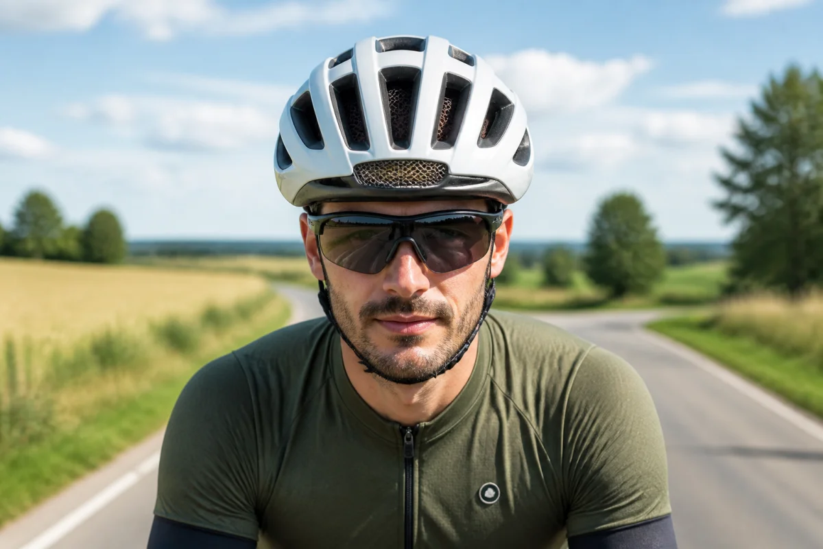 casque velo route avec filet anti insectes